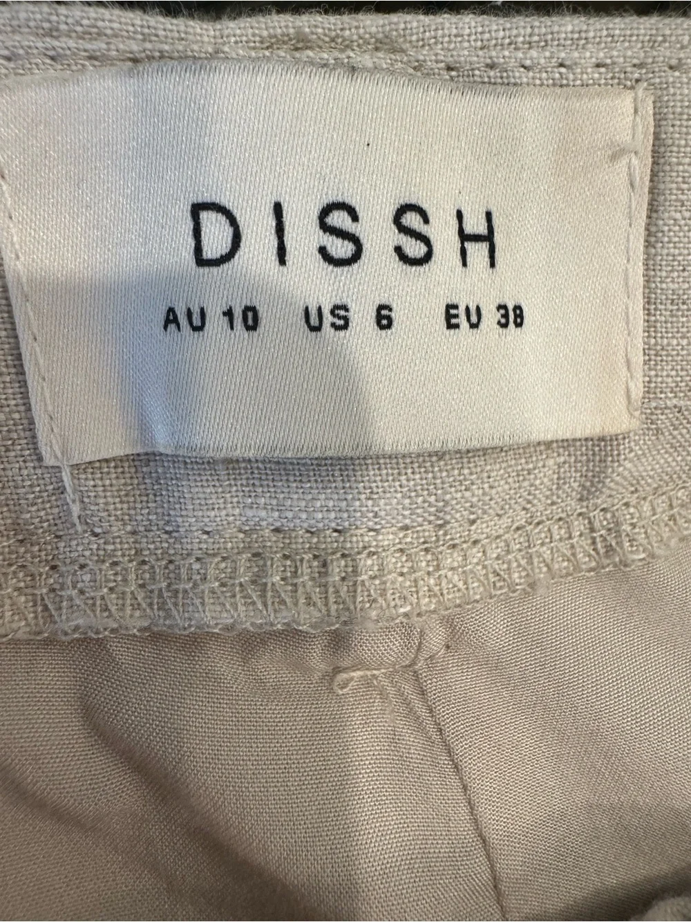 DISSH Norah Natural Linen Wide Leg Pant Size 6